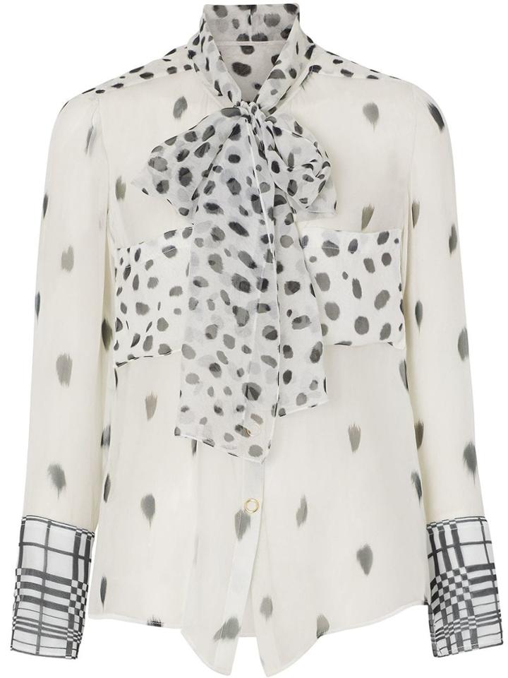 Burberry Dalmatian Print Pussy-bow Blouse - Black