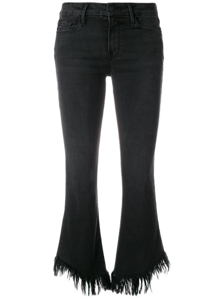 Frame Denim Frayed Cropped Jeans - Black