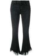 Frame Denim Frayed Cropped Jeans - Black
