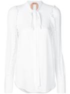No21 - Ruffled Trim Shirt - Women - Silk/acetate - 40, White, Silk/acetate