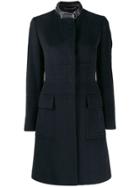 Gucci Pre-owned 1990's Ribbed Details Midi Coat - Black