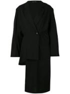 Yohji Yamamoto - Long Asymmetric Blazer - Women - Cotton/linen/flax/polyester - S, Black, Cotton/linen/flax/polyester