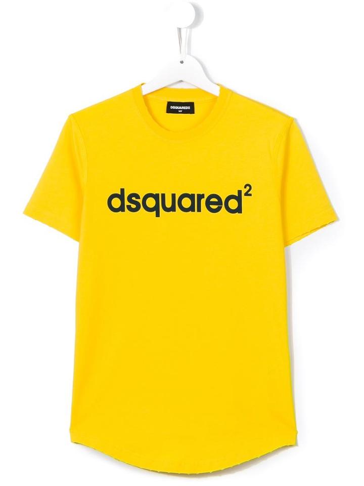 Dsquared2 Kids Logo Print T-shirt, Boy's, Size: 14 Yrs, Yellow/orange