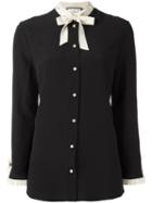 Gucci Necktie Shirt, Women's, Size: 38, Black, Silk