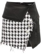 Balmain Houndstooth Denim Wrap Mini-skirt - Black