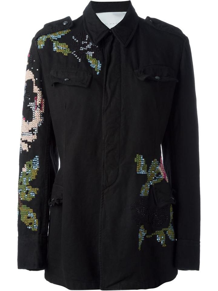 Giada Benincasa Floral Embroidered Military Jacket