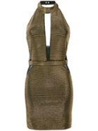 Balmain - Fitted Halterneck Dress - Women - Viscose/spandex/elastane/aluminium - 38, Black, Viscose/spandex/elastane/aluminium