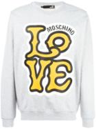 Love Moschino Logo Print Sweatshirt, Men's, Size: Medium, Grey, Cotton