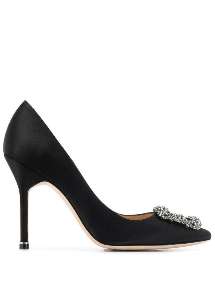 Manolo Blahnik Hangisi Jewel Buckle Pumps - Black