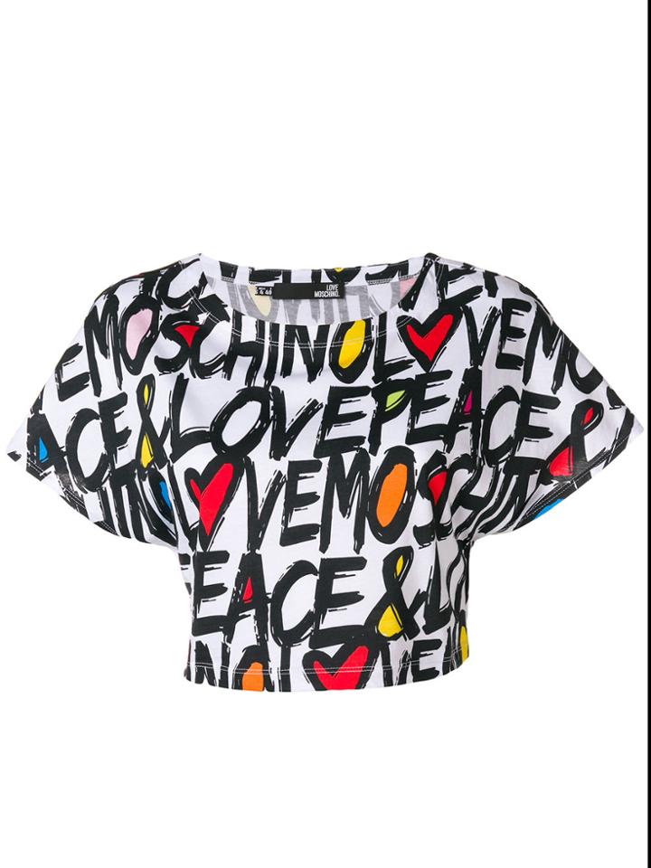 Love Moschino Love Peace Cropped T-shirt - White