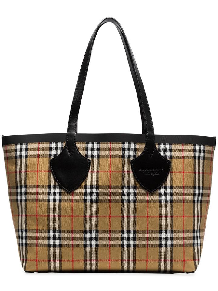 Burberry Nude The Medium Giant Cotton Vintage Check Tote - Nude &