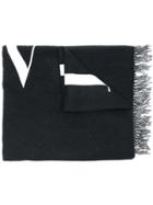 Valentino Logo Pattern Wide Scarf - Black