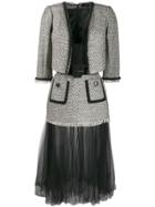 Elisabetta Franchi Asymmetric Tulle Skirt Dress - Black