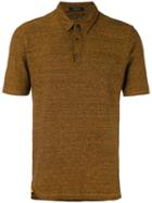 Roberto Collina - Ribbed Knit Polo Shirt - Men - Cotton/linen/flax/polyester - 52, Yellow/orange, Cotton/linen/flax/polyester