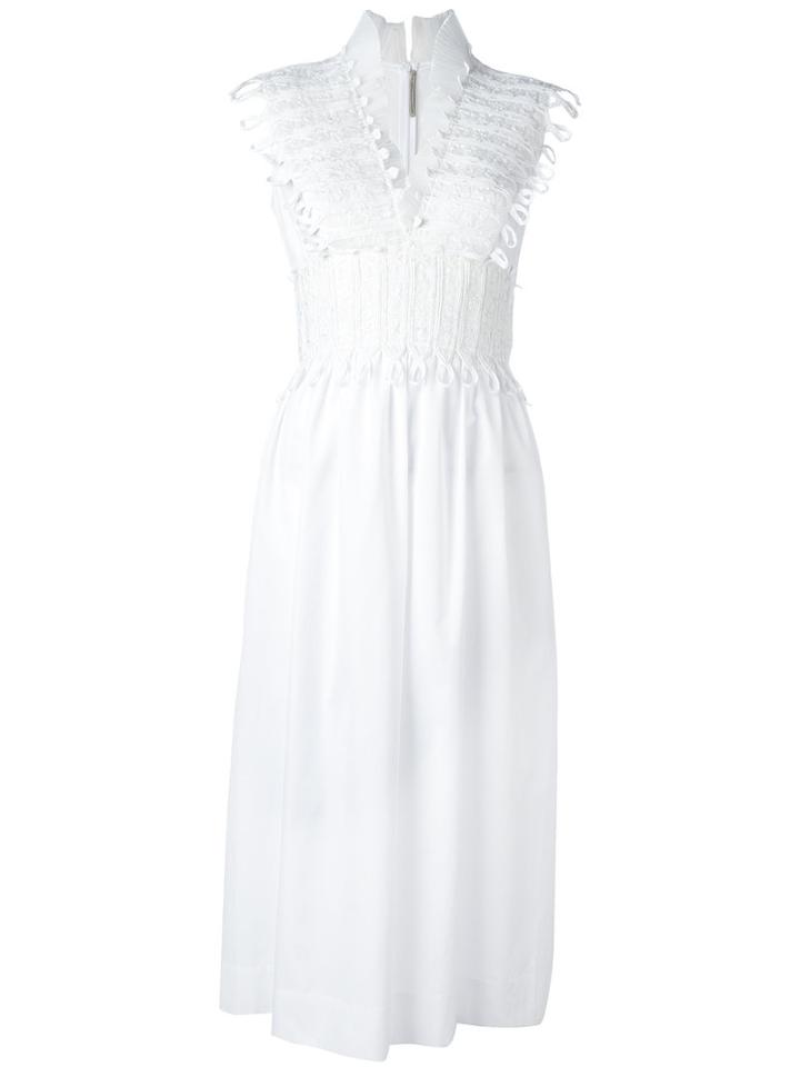 Ermanno Scervino - Pleated Detail Flared Dress - Women - Cotton/polyester - 42, Women's, White, Cotton/polyester