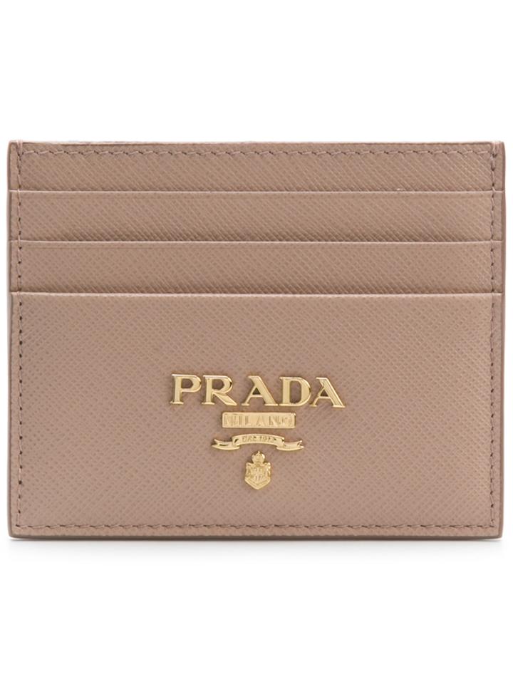 Prada Logo Cardholder Wallet - Nude & Neutrals