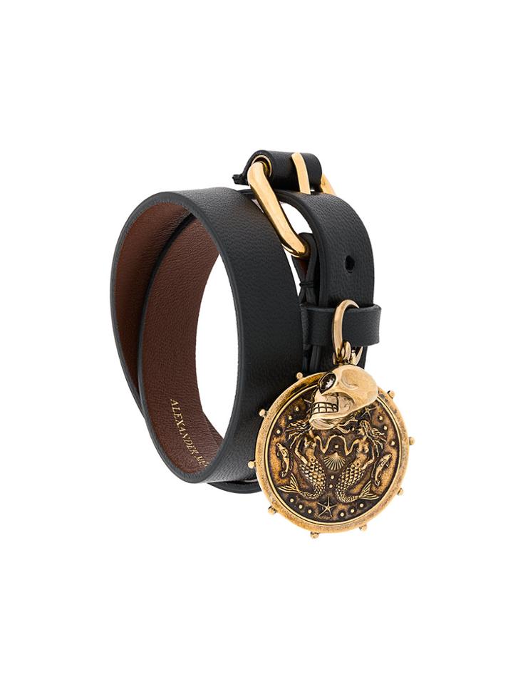 Alexander Mcqueen Skull Buckled Strap Bracelet - Black