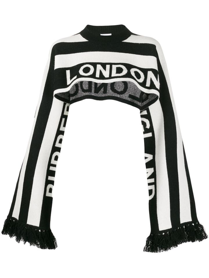 Burberry Striped Logo Poncho - Black