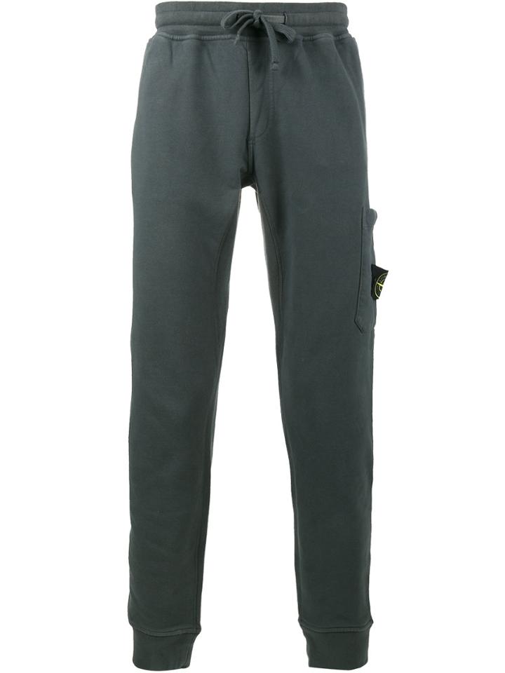 Stone Island Grey Cotton Fleece Back Track Pants