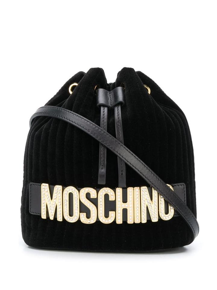 Moschino Embellished Logo Bracelet Bag - Black