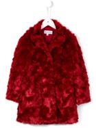 Simonetta Textured Faux Fur Coat, Girl's, Size: 10 Yrs, Red