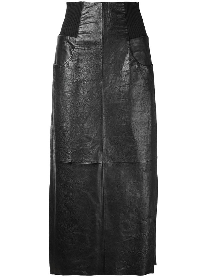 Kitx Midi Leather Skirt, Women's, Size: 14, Black, Leather