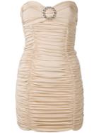 Alessandra Rich - Fitted Ruche Detail Dress - Women - Polyamide/spandex/elastane/viscose - 40, Nude/neutrals, Polyamide/spandex/elastane/viscose