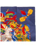 Gianfranco Ferre Vintage Coat Of Arms Print Scarf, Women's, Blue