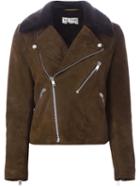 Saint Laurent Fur Lined Biker Jacket, Women's, Size: 38, Brown, Goat Skin/cupro/cotton/lamb Fur