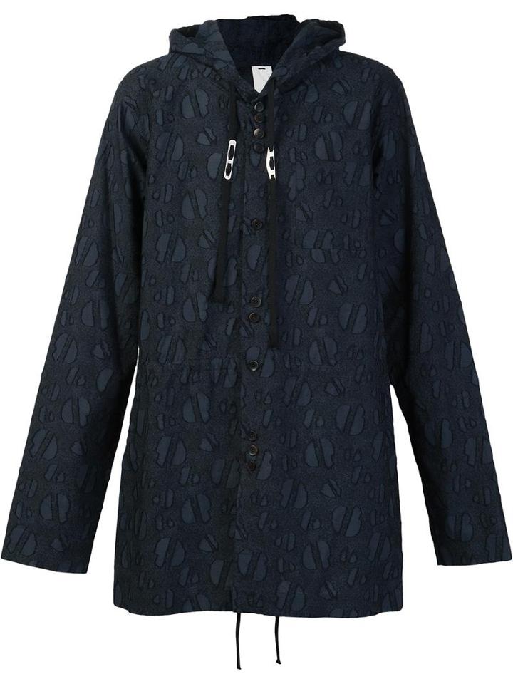 Damir Doma Tonal Motif Hooded Jacket, Men's, Size: Large, Blue, Cotton