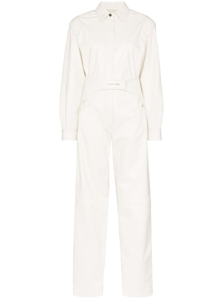 Off-white Leather Jumpsuit - Neutrals
