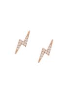 Federica Tosi Cubic Zirconia Thunder Bolt Studs - Gold