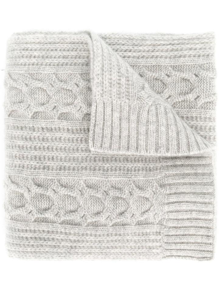 N.peal Wide Cable Knit Scarf - Grey