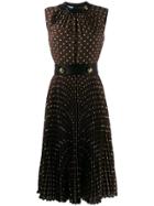 Prada Polka Dot Pleated Dress - Brown