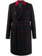 Paul Smith Double-breasted Check Coat - Blue