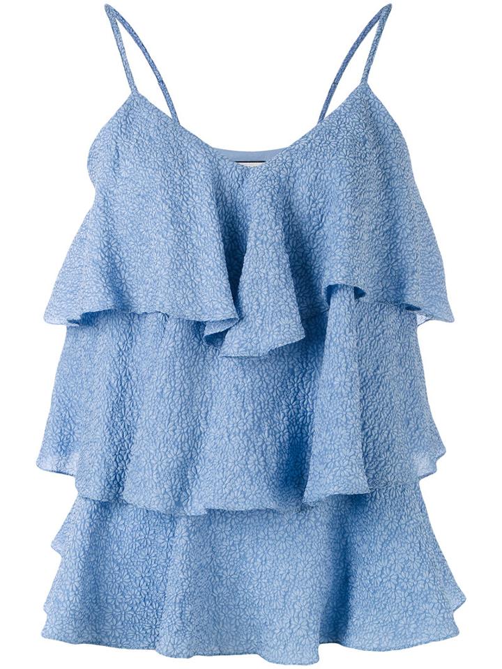 Paul & Joe - Tiered Ruffled Tank Top - Women - Silk/polyamide/polyester - 3, Blue, Silk/polyamide/polyester