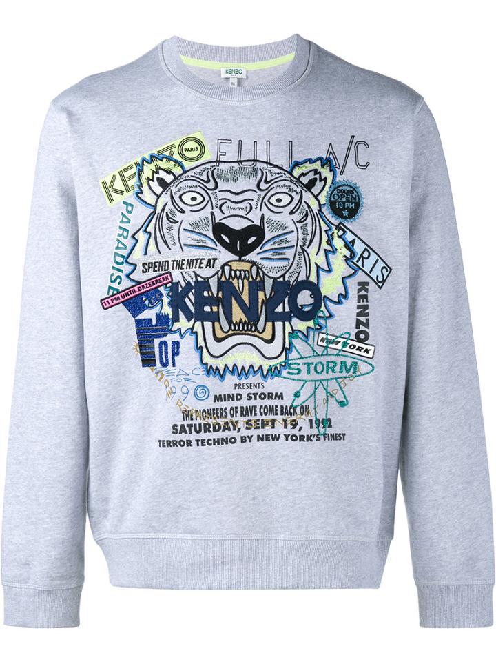 Kenzo Tiger X Flyer Sweatshirt, Men's, Size: Xs, Grey, Cotton