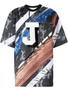 Juun.j Marble Print J T-shirt, Men's, Size: 44, Black, Polyester/polyurethane