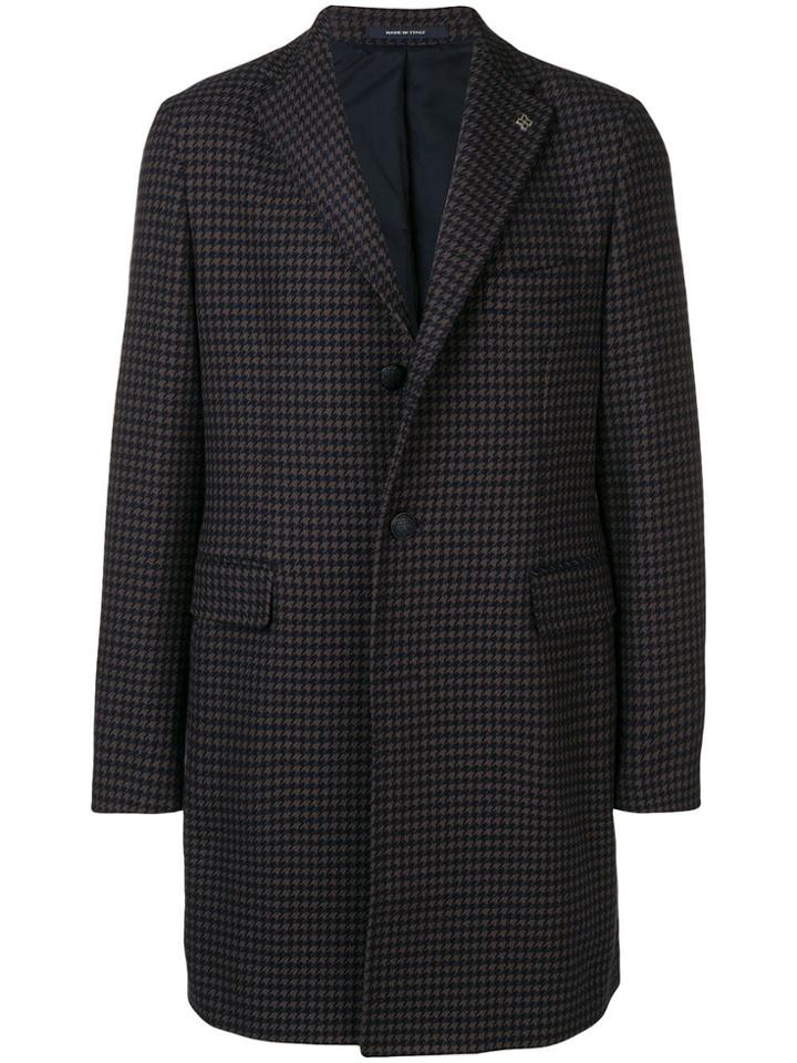 Tagliatore Check Pattern Midi Coat - Brown