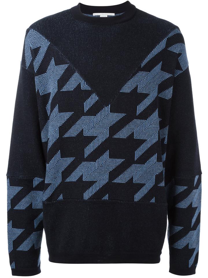 Stella Mccartney Light Arrow Jacquard Patchwork Jumper, Men's, Size: Small, Blue, Cotton/virgin Wool