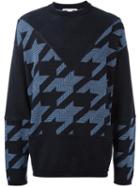 Stella Mccartney Light Arrow Jacquard Patchwork Jumper, Men's, Size: Small, Blue, Cotton/virgin Wool