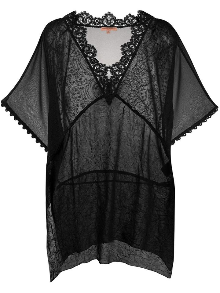 Ermanno Scervino Sheer Lace Detail Blouse - Black