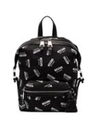 Moschino Black And White All Over Logo Backpack