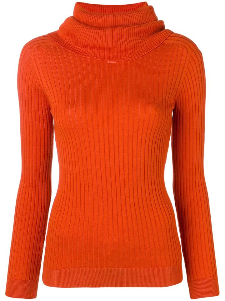 Courrèges Roll Neck Fitted Sweater - Yellow & Orange