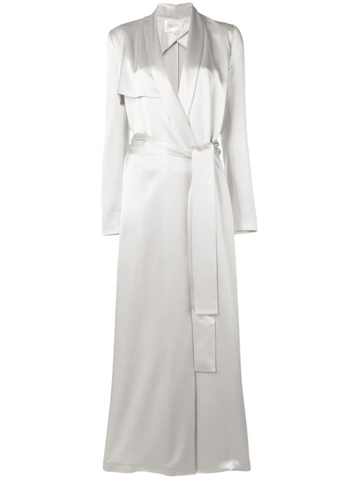 Galvan Satin Trench Coat - Grey