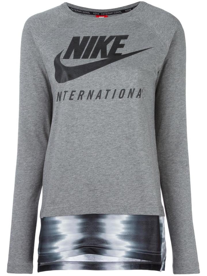 Nike Nike International Logo Top, Women's, Size: Medium, Grey, Cotton/polyester