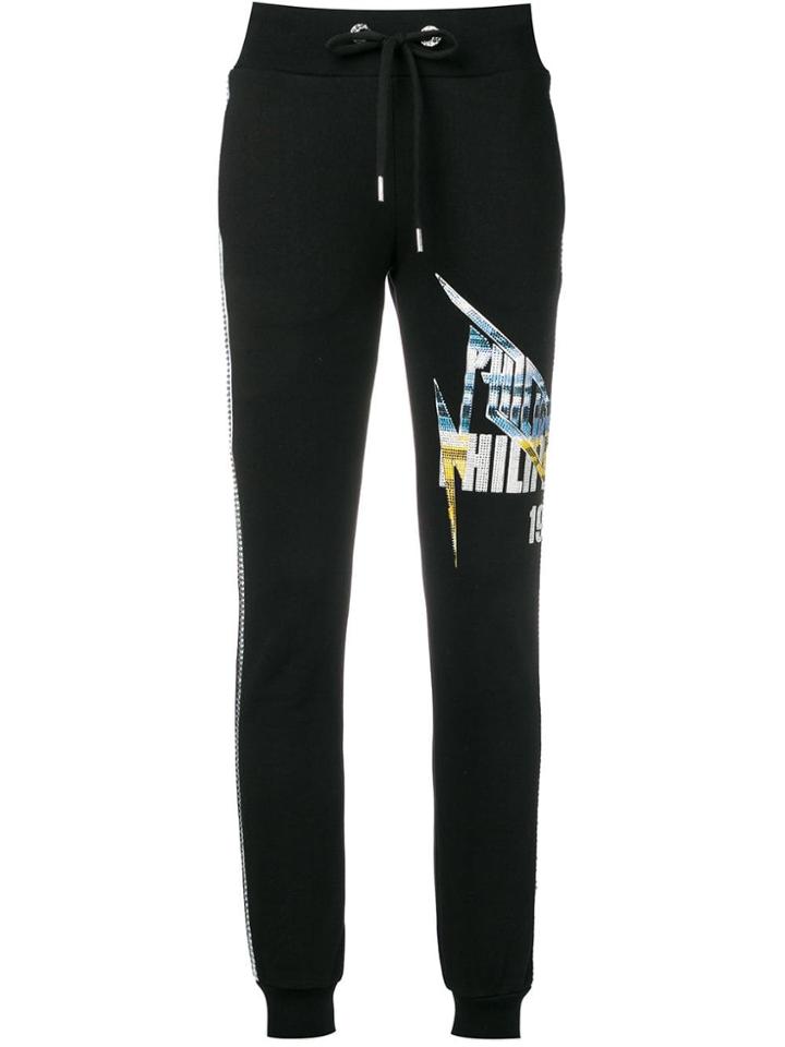 Philipp Plein Embellished Logo Track Trousers - Black