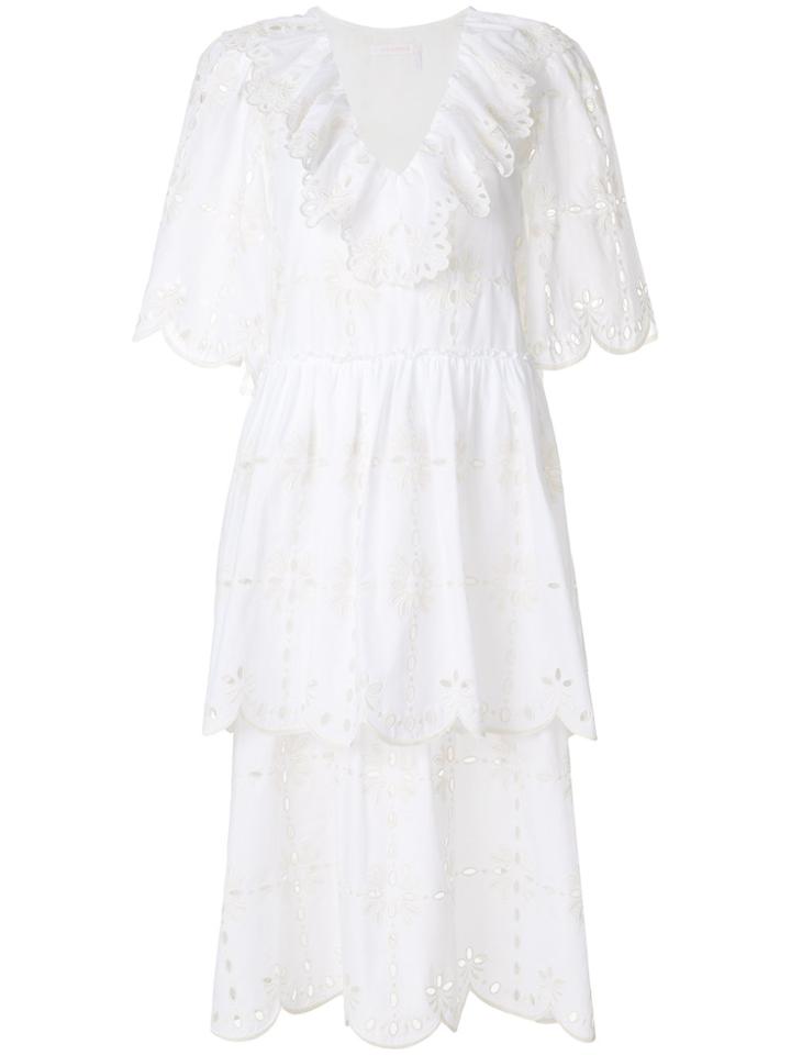 See By Chloé Broderie Anglaise Tiered Dress - White