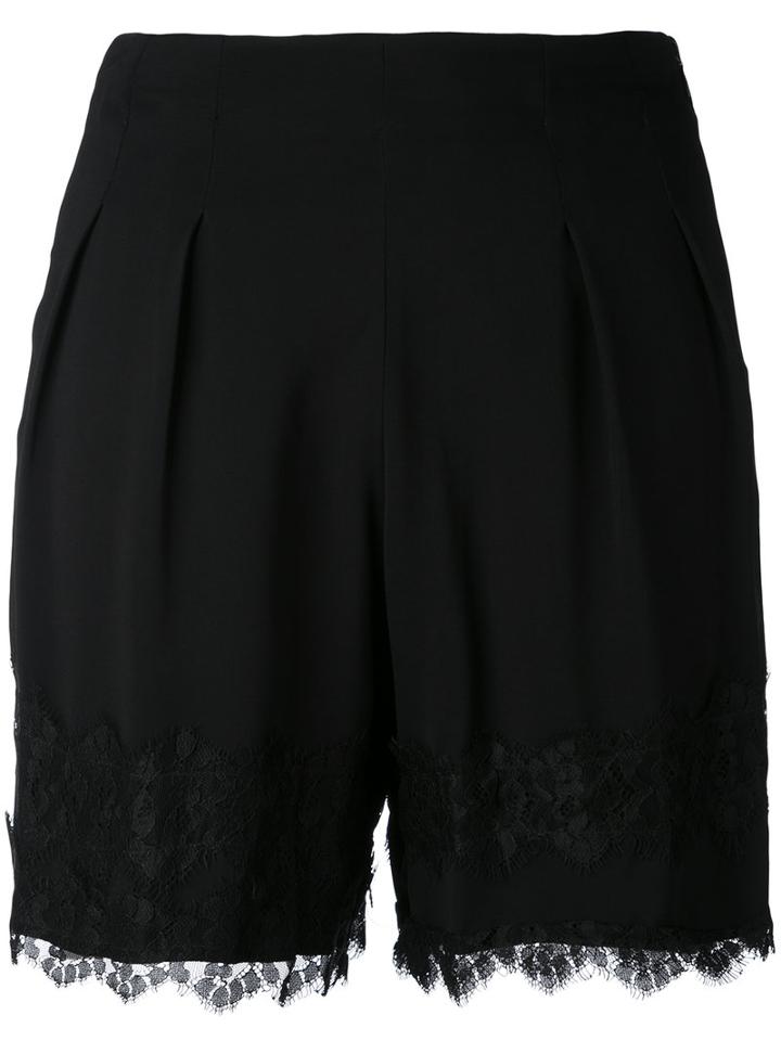 Federica Tosi - Lace Hem Tailored Shorts - Women - Spandex/elastane/viscose - 42, Black, Spandex/elastane/viscose