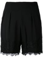 Federica Tosi - Lace Hem Tailored Shorts - Women - Spandex/elastane/viscose - 42, Black, Spandex/elastane/viscose